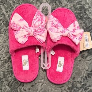 Katie Kime Wicked Fuchsia Women's Slippers with Floral Bow